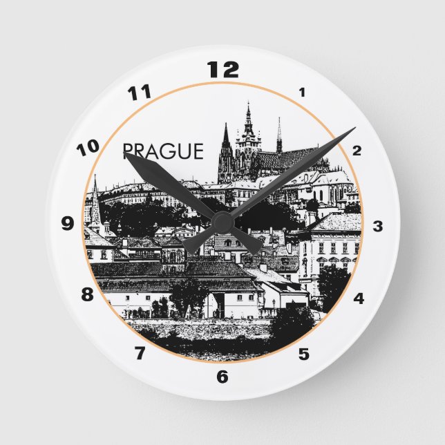 Prague Castle & Cathedral, historical city Art Round Clock (Front)