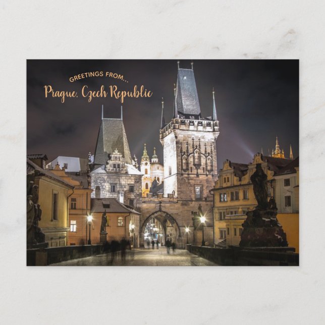Prague Castle Charles Bridge Czech Republic Design Postcard (Front)
