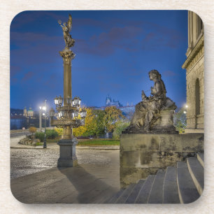 Prague Castle Night Hard Plastic Coaster