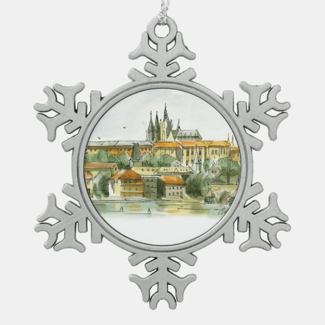 Prague Castle Pewter Ornament (Front)