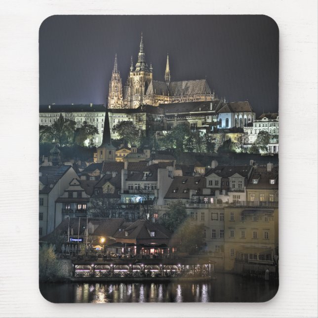 Prague Castle St.Vitus Cathedral Night Mouse Pad (Front)