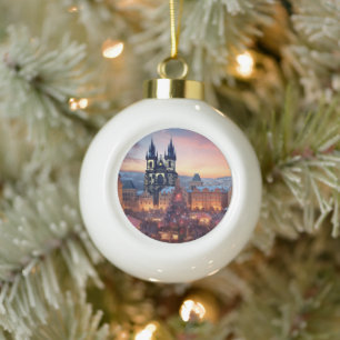Prague Ceramic Ball Christmas Ornament