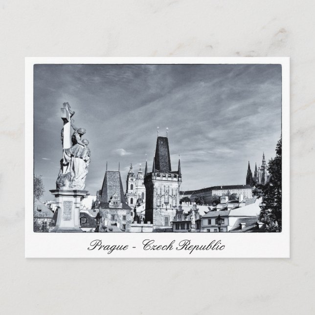 Prague - Charles Bridge, Castle towers / Czech Postcard (Front)