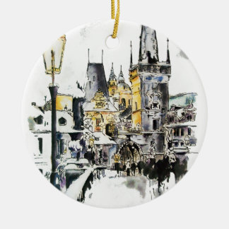 Prague - Charles Bridge Ceramic Tree Decoration
