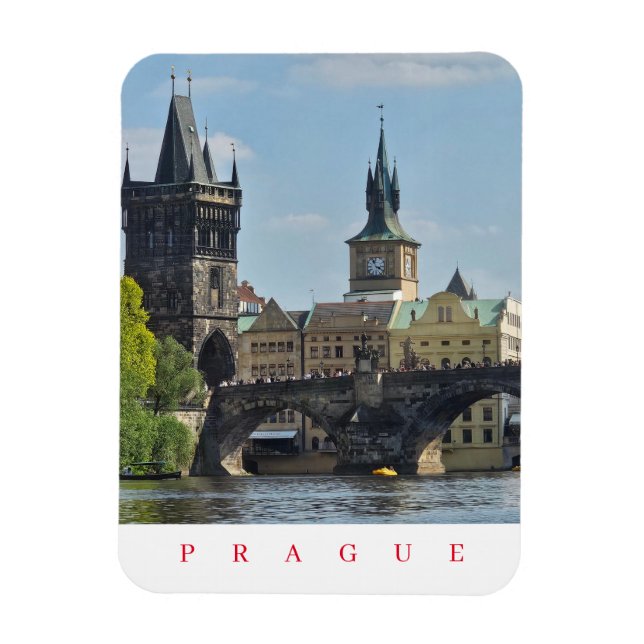 Prague Charles Bridge tower view magnet (Vertical)