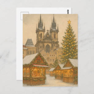 Prague Christmas Holiday Art Postcard – Winter