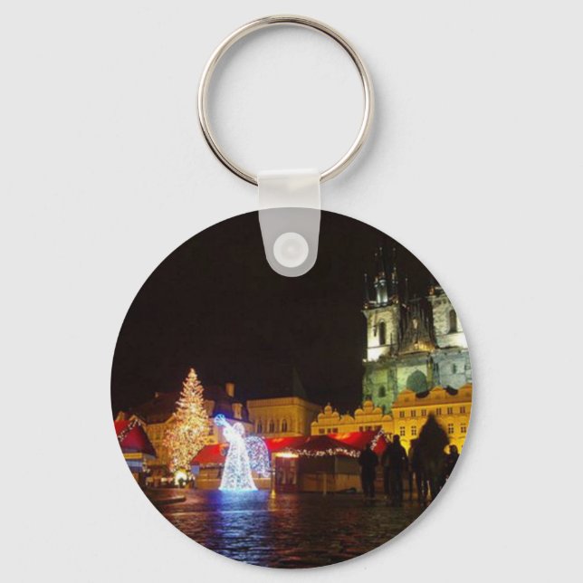 Prague Christmas Night Keychain Czech Gift (Front)