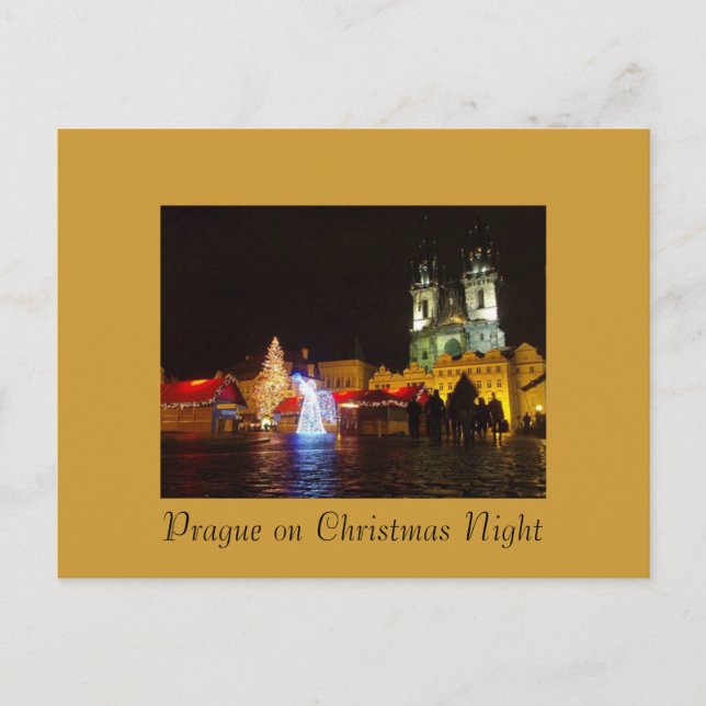 Prague Christmas Night Postcard (Front)