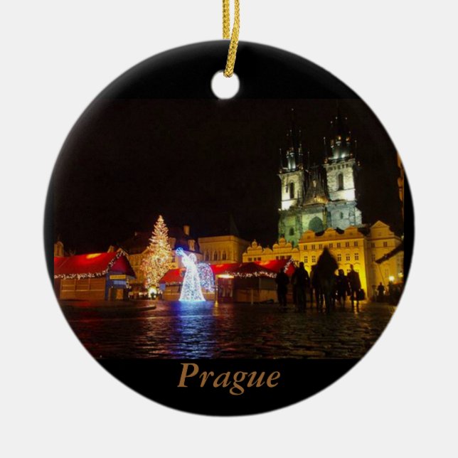 Prague Christmas Night Travel Ornament (Front)