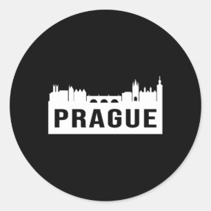 Prague City Cityscape Skyline Funny Gift Idea Classic Round Sticker