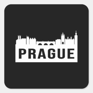 Prague City Cityscape Skyline Funny Gift Idea Square Sticker