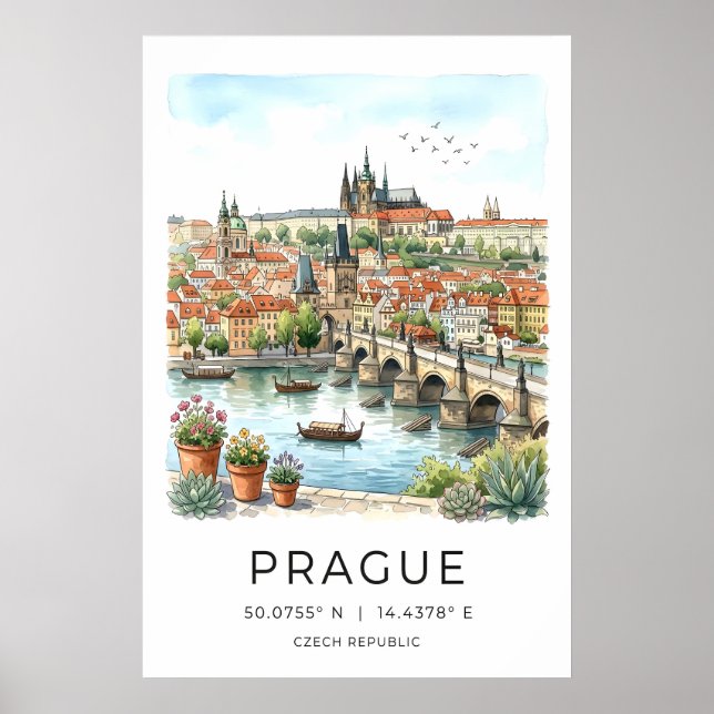 Prague City Wall Art Charles Bridge, Vltava River (Front)