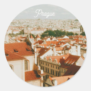 Prague Cityscape Souvenir Classic Round Sticker