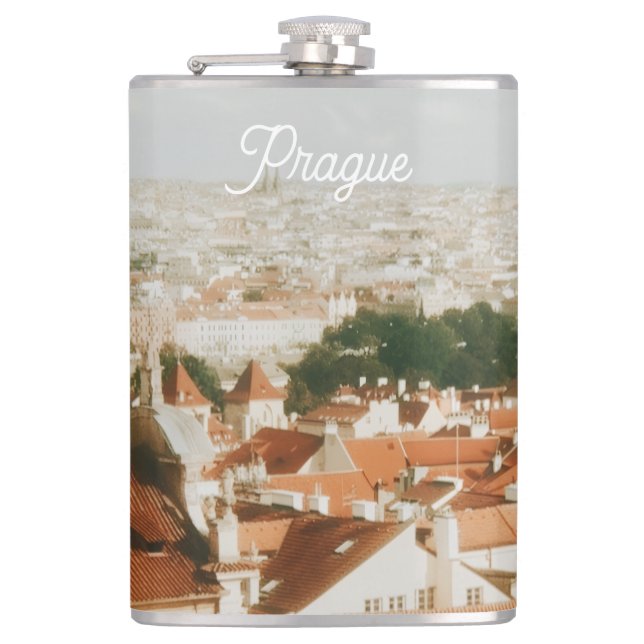 Prague Cityscape Souvenir Hip Flask (Front)