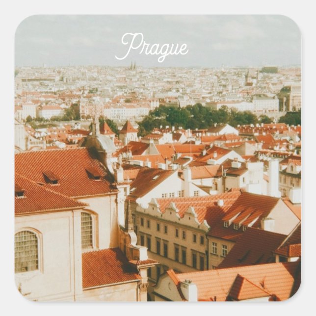 Prague Cityscape Souvenir Square Sticker (Front)