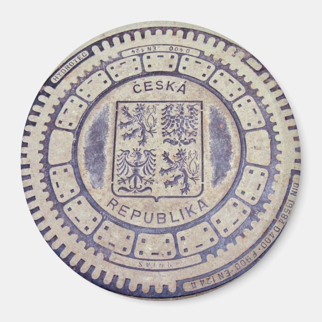 Prague Coat of Arms Sewer Cover Magnet (Front)