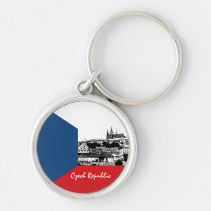 Prague & Czech flag - historical Czechia /sports Key Ring