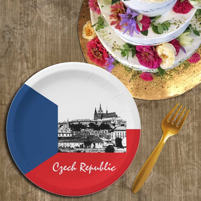 Prague & Czech flag - historical Czechia /sports Paper Plate (Creator Uploaded)