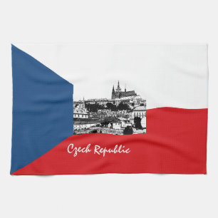 Prague & Czech flag - historical Czechia /sports Tea Towel