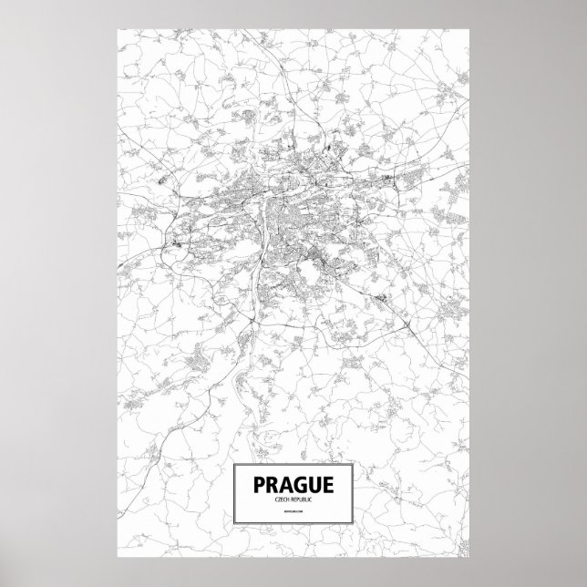 Prague, Czech Republic (black on white) Poster (Front)