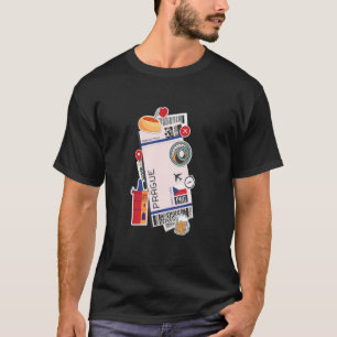 Prague Czech Republic Boarding Pass Aeroplane Tick T-Shirt