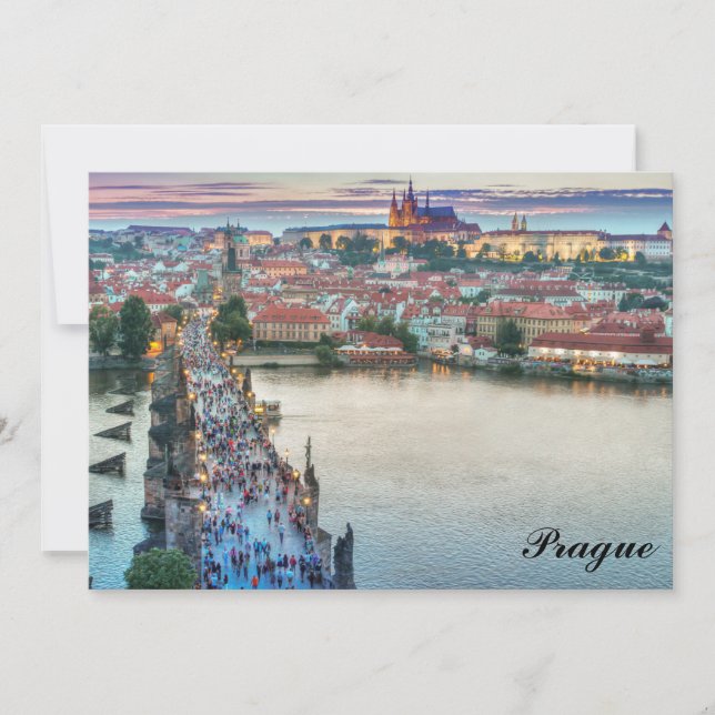 Prague Czech Republic Charles Bridge Flat Card (Front)
