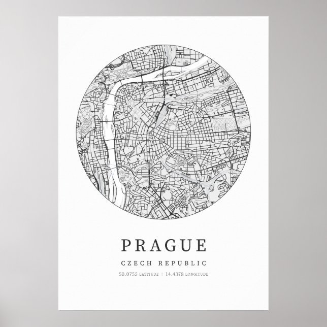 Prague Czech Republic City Map Poster (Front)
