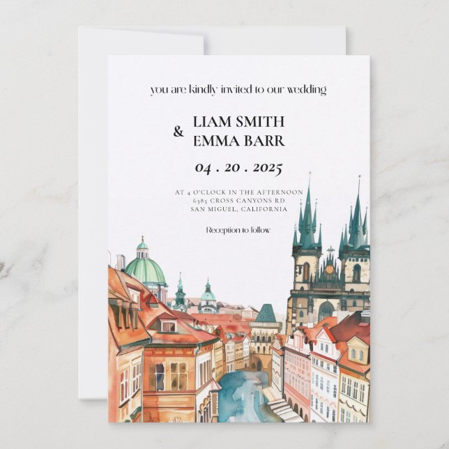 Prague Czech Republic Destination Wedding Invitation (Front)
