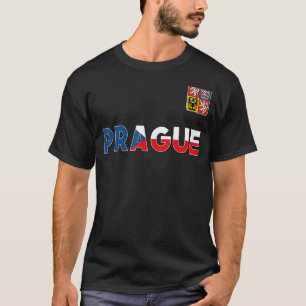 Prague Czech Republic Heart Flag Lion Coat Of Arm  T-Shirt