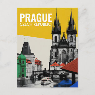 Prague Czech Republic Old Town Skyline Collage Postcard