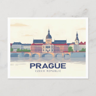 Prague Czech Republic Pastel Travel  Postcard