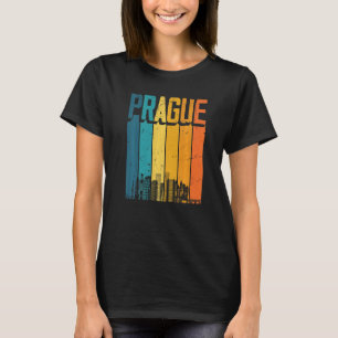 Prague Czech Republic Retro Vintage Sunset Skyline T-Shirt