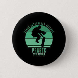 Prague Czech Republic Skateboarder Urn Skateboardi 6 Cm Round Badge