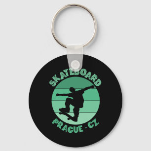 Prague Czech Republic Skateboarder Urn Skateboardi Key Ring