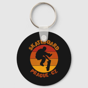 Prague Czech Republic Skateboarder Urn Skateboardi Key Ring