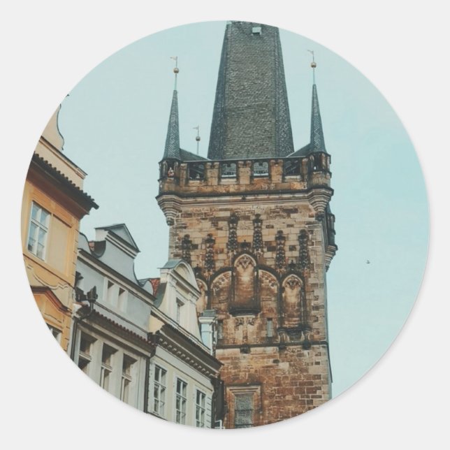 Prague Czech Republic Travel Art  Classic Round Sticker (Front)