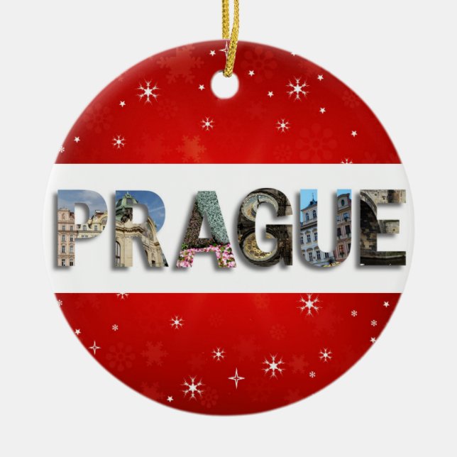 Prague Czech Republic Travel Photos Christmas Ceramic Ornament (Front)