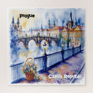 Prague - Czech Republic Watercolor Sketch Jigsaw Puzzle