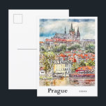 Prague Czech Travel Watercolor Sketch Hand Drawn Postcard<br><div class="desc">Prague Czech Travel Watercolor Sketch Hand Drawn Illustration</div>