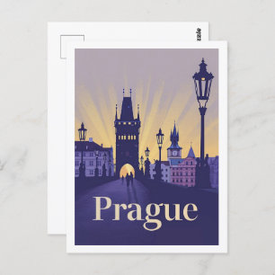 Prague Czech Vintage Famous Travel Place Postcard