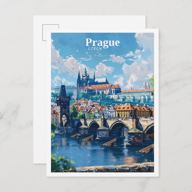 Prague Czechia Art Vintage Travel  Postcard (Front/Back)