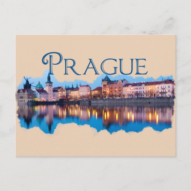 Prague: Evening Skyline Postcard (Front)