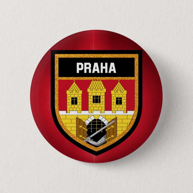 Prague  Flag 6 Cm Round Badge (Front)
