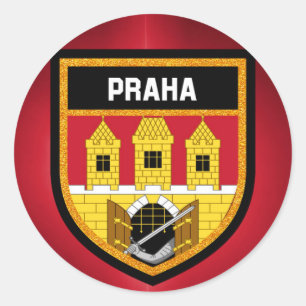 Prague Flag Classic Round Sticker