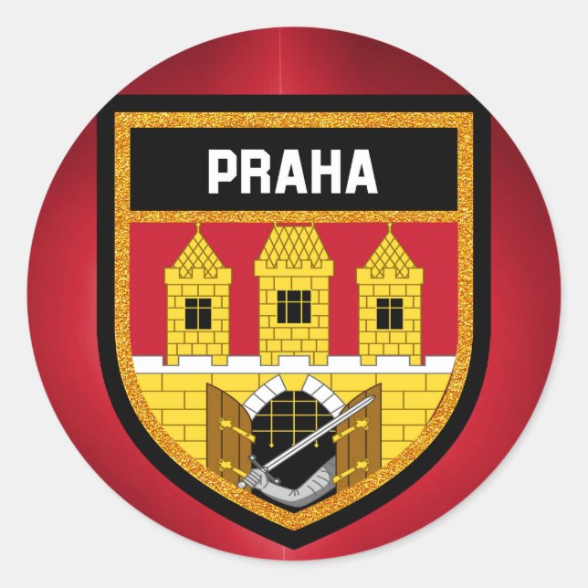 Prague  Flag Classic Round Sticker (Front)