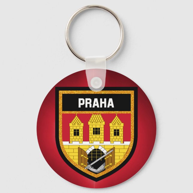 Prague  Flag Key Ring (Front)