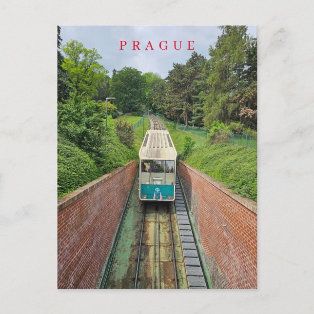 Prague funicular view postcard (Front)