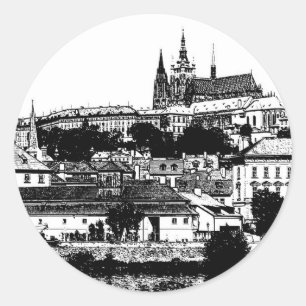 Prague, Historical city, Castle - Czech Art Classic Round Sticker