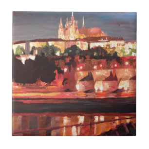 Prague - Hradschin with Charles Bridge Tile