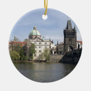 Prague in the spring ceramic tree decoration